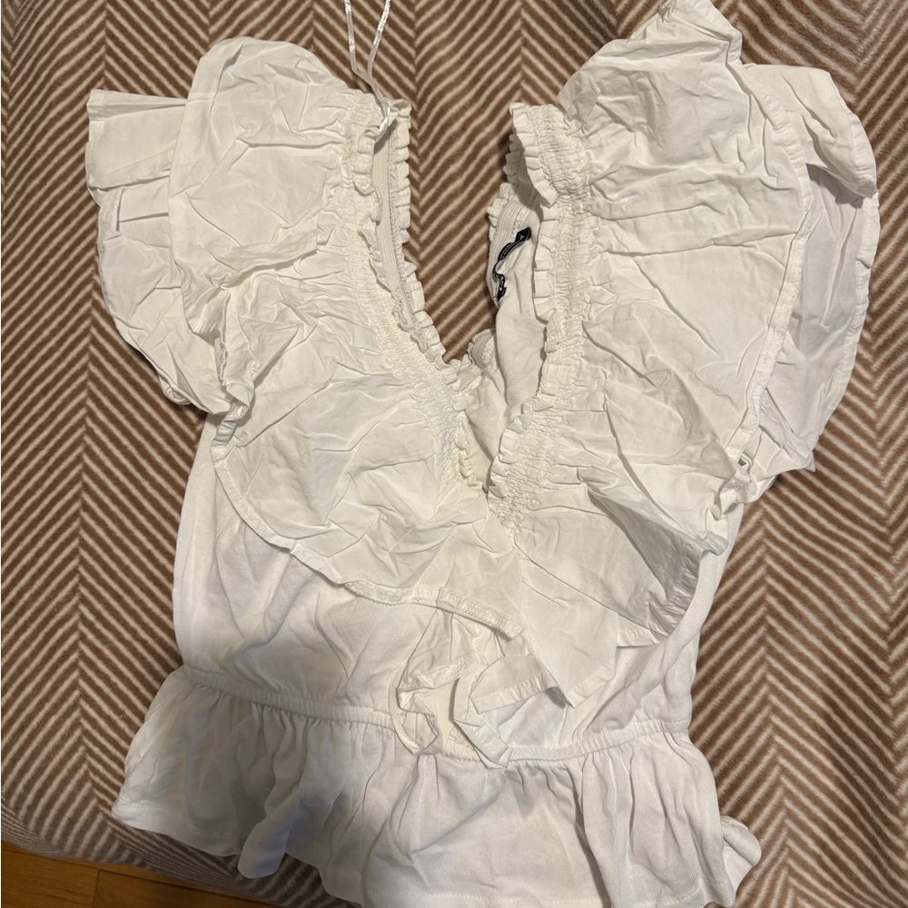 Zara Ivory Ruffle Detail Blouse